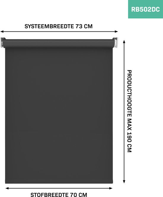 VONROC SMART BLINDS - Elektrisch rolgordijn - Uitbreiding - 70 x 190 - Zwart – Zonder afstandsbediening en oplaadkabel