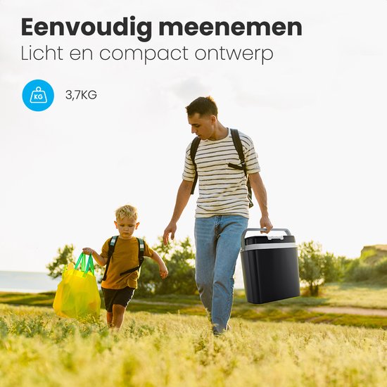 Auronic Koelbox Elektrisch 12V en 230 volt - Coolbox - Camping Koelkast - Auto - Koelen en Verwarmen - 20L - Frigobox - Zwart