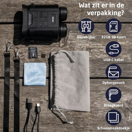 BREND BR-2242 Digitale Verrekijker - 300 Meter Nachtzicht - 4K - 40 Megapixel - IPS-Scherm - 10x Zoom - Zaklamp - Inclusief SD-Kaart