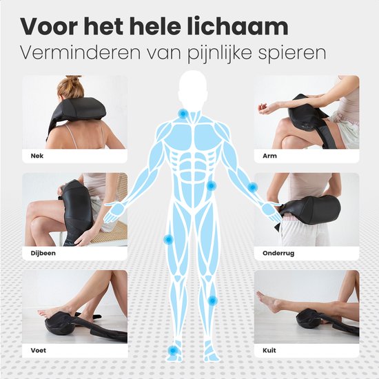 Auronic Shiatsu Massagekussen - Elektrisch - Draadloos - Massage Apparaten - Nek en Schouder - Infrarood - Inclusief Draagtas - Zwart
