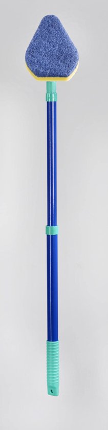 Badkamermop met sponsborstel - Blauw - Metaal - 45-90 cm