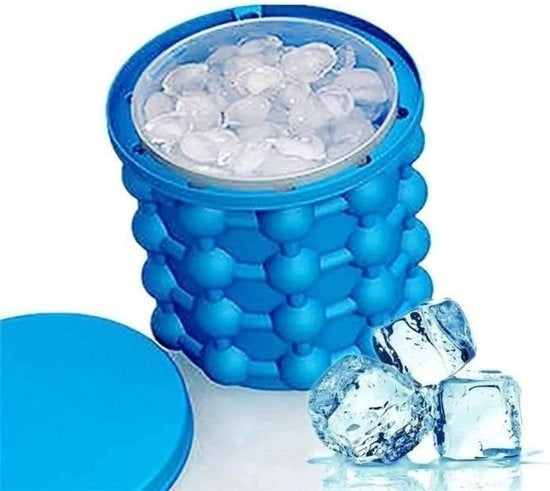 Shop-Story - Ijsemmer/ijsblokjesmachine - Drankenkoeler - 2 in 1 siliconen emmer - Blauw