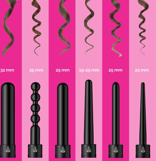 VAIVE Krultang met 6 Opzetstukken - Haarkruller - Krultangen - Curling iron - 32mm - 19 mm - 25mm
