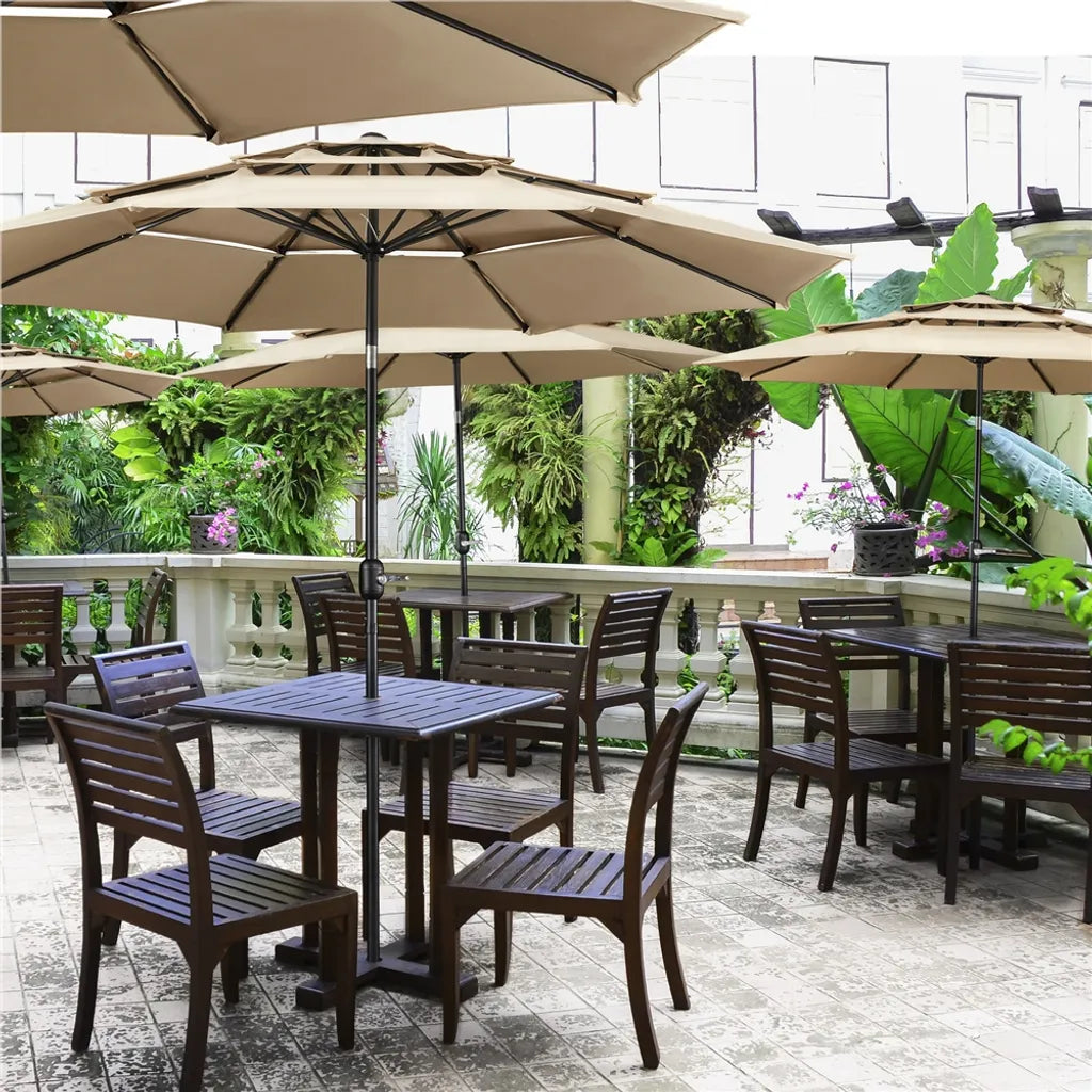 Yaheetech 3-laags Kantelbare Parasol Ø324 cm, Lichtbruin