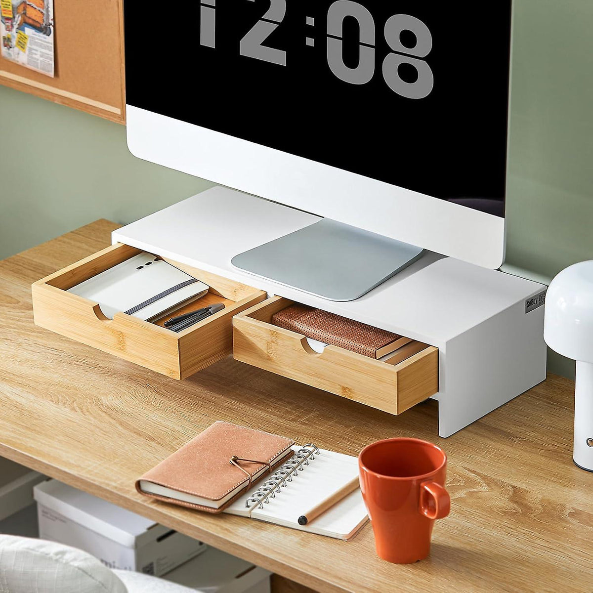 SoBuy - Monitor Stand: Comfortabel en Functioneel - 47 x 18 x 11 cm - Wit
