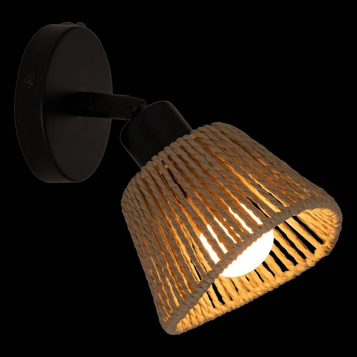 Atmosphera Myha Wandlamp – Verstelbare Spot – Metaal & Touw – E14 – 10 cm