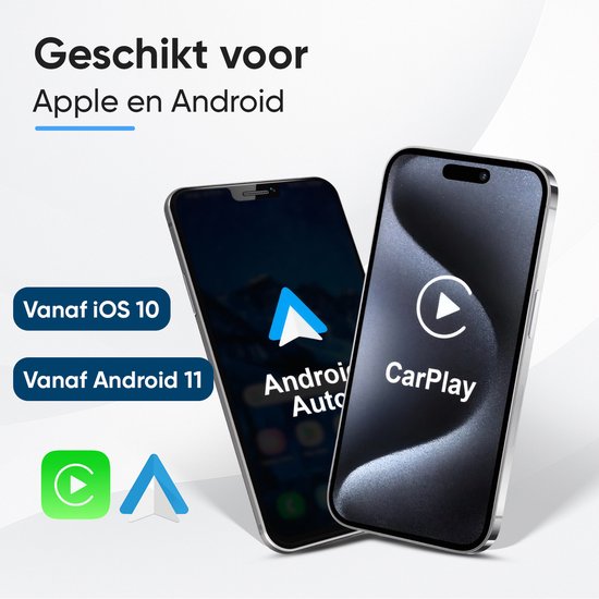 CarMe Mini 2-in-1 CarPlay Dongle V2 - Draadloos CarPlay & Android Auto - USB-A & USB-C - Android Auto Dongle - Zwart