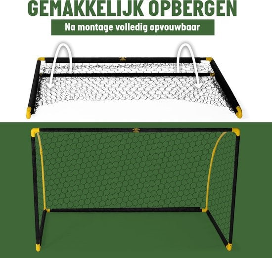 Umbro Voetbaldoel - Voetbal Goal 180 x 91 x 120 cm - Voetbalgoal Groot - Buitenspeelgoed voor Kinderen en Volwassenen - Opvouwbaar en Snelle Montage - Voetbal Training Doel - Zwart/ Geel