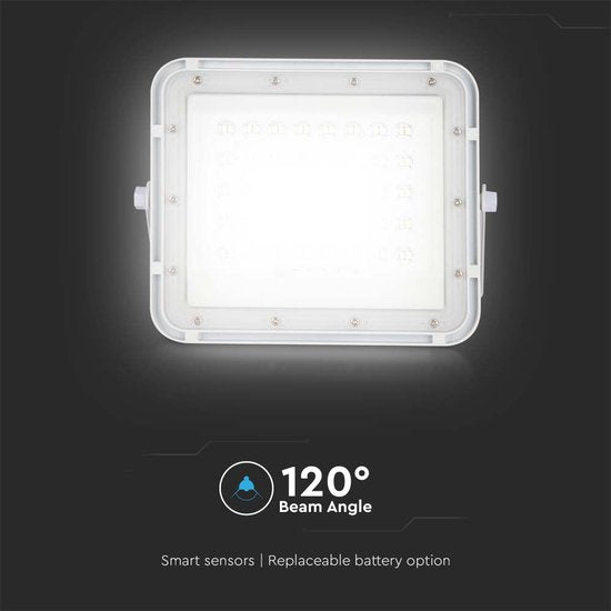 V-TAC VT-40W-W Solar Schijnwerper | IP65 Waterdicht | Wit | 6W | 400 Lumen | 4000K