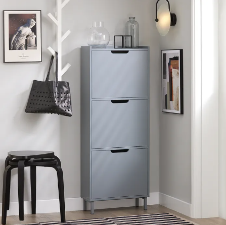 SoBuy Schoenenkast - 3 Kleppen - 50 x 19 x 129 cm - Grijs