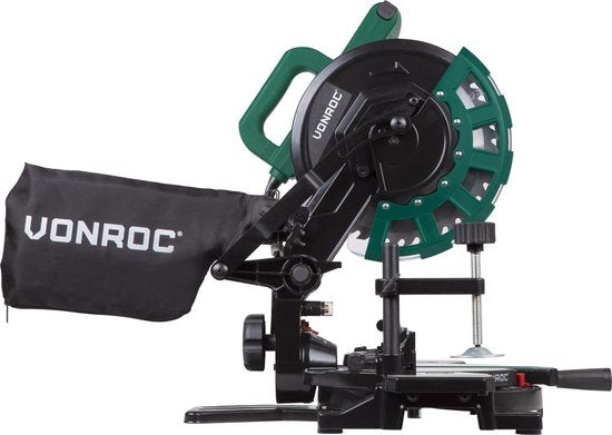 VONROC Afkortzaag – Elektrisch, Met Laser & Ø216 mm Zaagblad – 1700 W – 79 x 46,5 x 36 cm – Zilver/Zwart