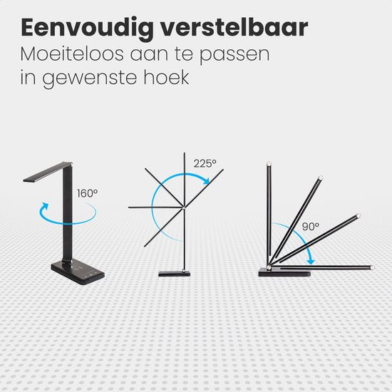 Auronic Bureaulamp - LED - USB en Draadloos Mobiel Opladen - Timer - Dimbare Klemlamp - Wit en Warm Licht - Zwart