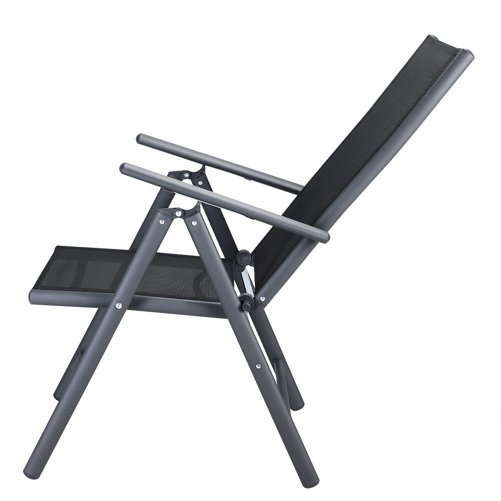 Tuinset 4 + 1 Klapstoelen Tuintafel – Aluminium 80x80cm - Grijs