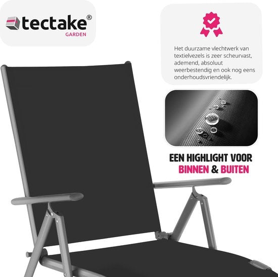 tectake® - Ligstoel ligbed zonnebed - verstelbare rugleuning - donkergrijs