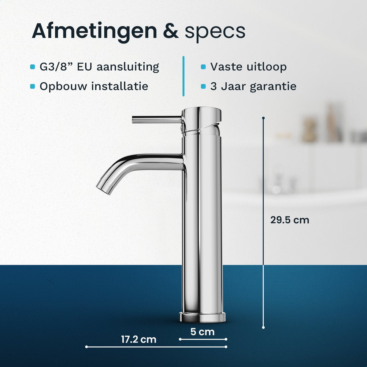 Mirlux Wastafelkraan Chrome 29,5 x 17,2 x 5 cm – Badkamer Mengkraan Koud & Warm Water – Fonteinkraan / WC Kraan