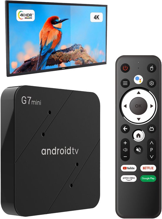 Tibagoods Mediaplayer - Android TV Box 4K HDR - Geschikt voor chromecast streaming - Mediabox - Tv Dongel - Streaming box met wifi - Creëer je SMART TV - Geschikt voor alle soorten streaming apps