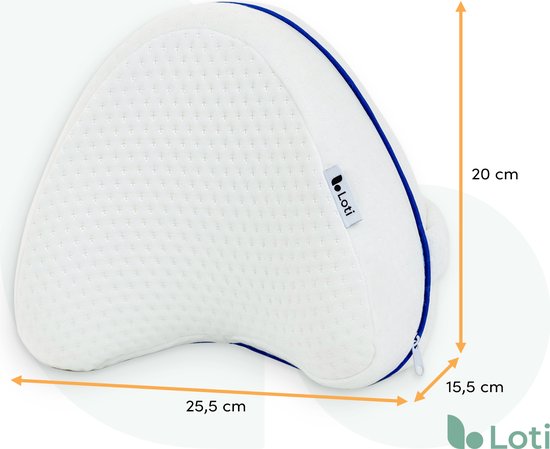 Loti Kniekussen Voor In Bed – Orthopedisch Kniekussen Met Band – Ergonomisch Beenkussen – Houding Correctie – Zijslaapkussen – Traagschuim – Zijslaper – Kussen Voor Benen – Hartvorm – Dust