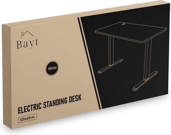 Bayt Zit Sta Bureau - Elektrisch Bureau - In Hoogte Verstelbaar Bureau - 120 x 60 cm - Wit