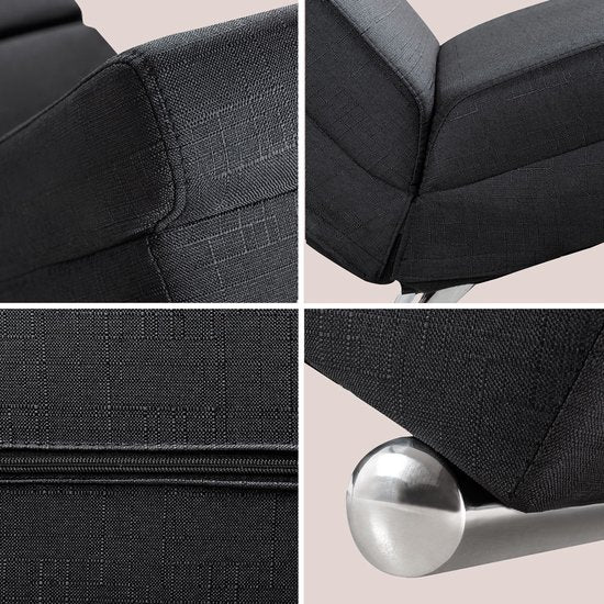 Casaria Relaxfauteuil London - Ligstoel Lounge Verchroomd - Antraciet