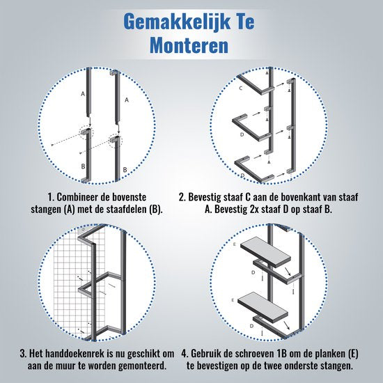 SV Living Handdoekrek - Handdoekhouder - Voor Badkamer en Keuken - 77*28*14cm