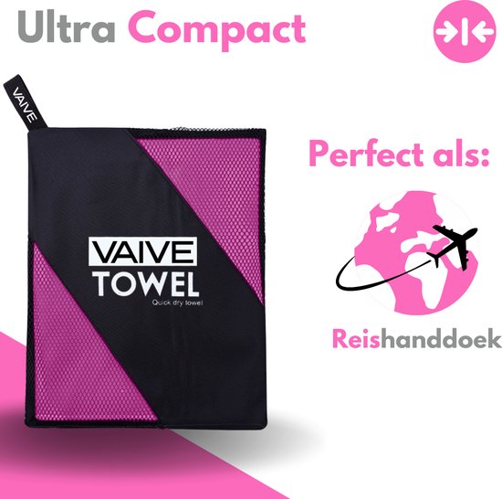VAIVE Microvezel handdoek - Strandlaken 100x200 - Badlaken - Reishanddoek Sneldrogend - Roze