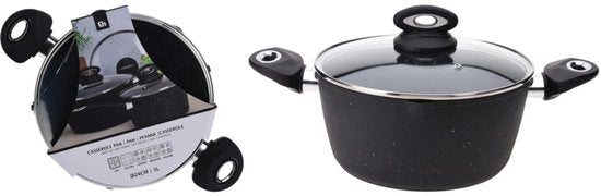 Excellent Houseware Braadpan met deksel 24 cm gesmeed aluminium