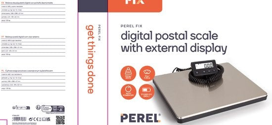 Perel Digitale postweegschaal met extern display, 100kg/10g, usb-c, energiezuinig
