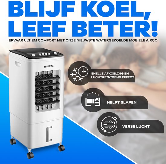 Breeze Luchtkoeler voor Slaapkamer - Mobiele Luchtkoeler zonder Afvoerslang
