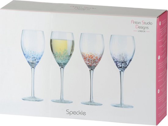 Anton Studio Designs London set van 4 wijnglazen met gekleurde spikkels 35 CL