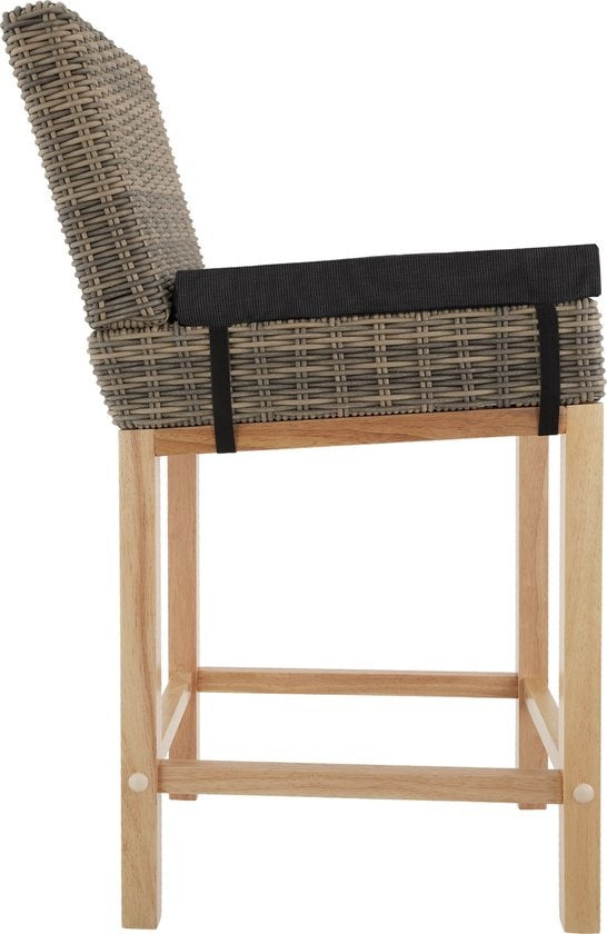 tectake® - Wicker barkruk Latina - Hoge stoel - Kruk - Keukenkruk - natuur - 404801 - poly-rattan
