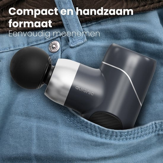 Auronic Massage Gun - Massage Apparaat - Professioneel - 4 Opzetstukken en Koffer - Massage Pistool - Hele Lichaam - Donker Grijs
