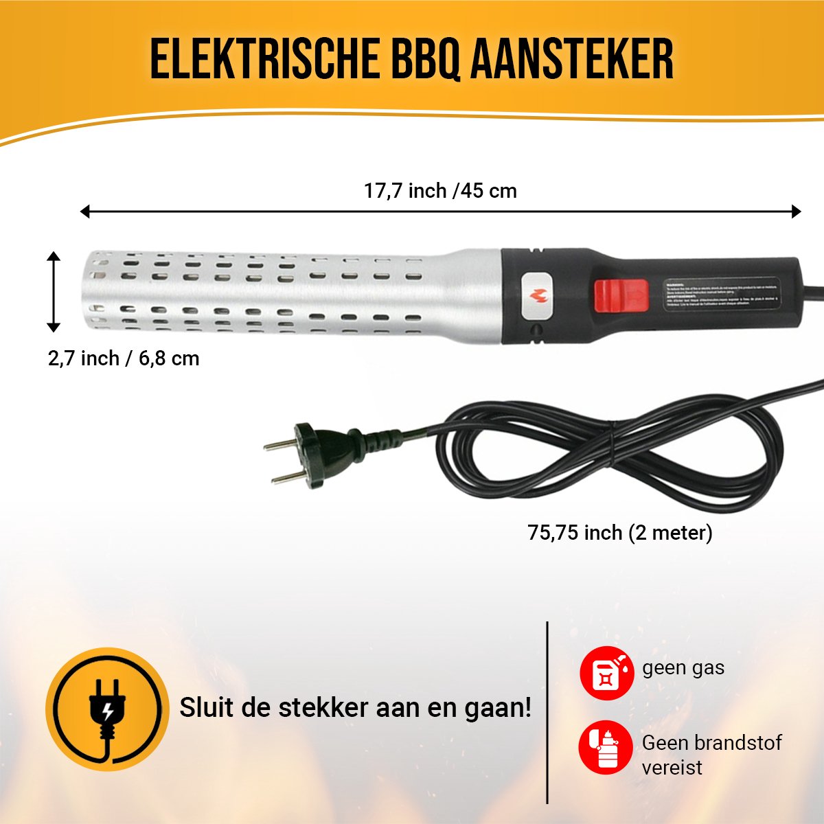 BBQ Meating Elektrische BBQ Aansteker – Looftlighter – One Minute Lighter – Milieuvriendelijk en Supersnel Ontsteken zonder Aanmaakmiddelen