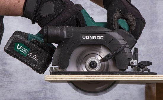 VONROC Accu Cirkelzaag – VPower 20V (zonder accu & lader) – Incl. parallelgeleider & Ø150MM zaagblad