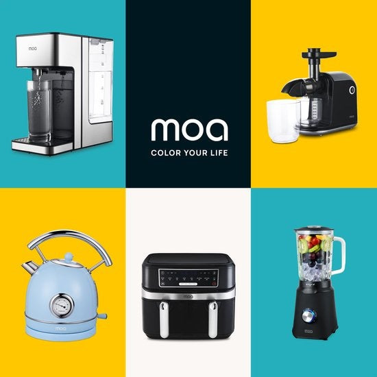 MOA Waterkoker Retro - 1.8L - RVS - BPA vrij - 2200W - 21.30x21.40x28.60 cm - Pastel blauw