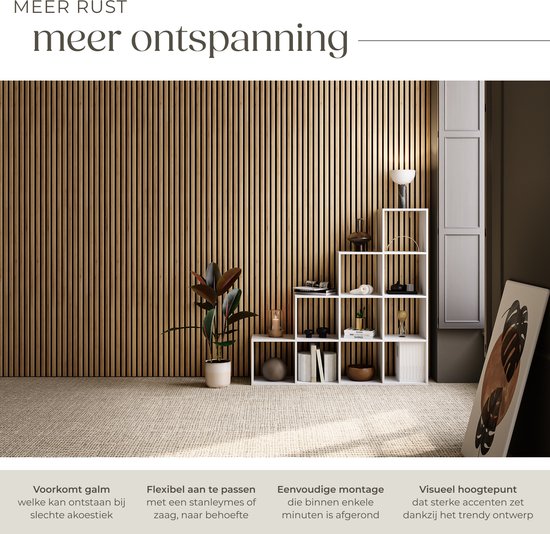 tectake® Set van 4 akoestische panelen Sonic Wall - Geluidsabsorberend paneel - Geluidsdemping - Akoestisch wandpaneel - 120x60x2,1cm - Akoestische wanddecoratie - Licht eiken