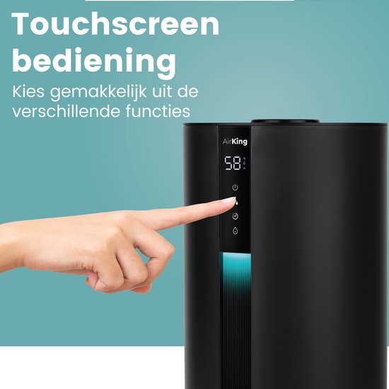 AirKing Luchtbevochtiger - Zwart - Topfill - 3.5 Liter - Hygrometer - Aroma