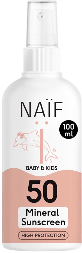 Naïf - Minerale Zonnebrand Spray - Baby & Kids - SPF50 - Met Parfum - UVA/UVB Bescherming - 100ml