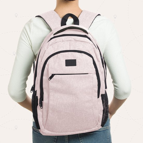 TRVLMORE Rugtas - 28L - 15,6 Inch - Laptop Rugzak met USB - Antidiefstal - Heren en Dames - Tas Roze
