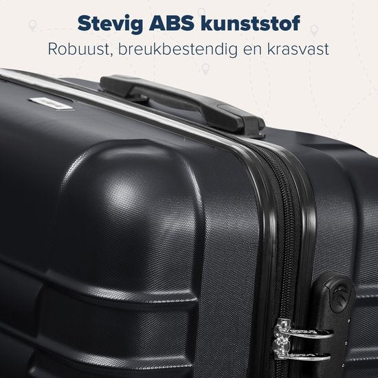 TRVLMORE Set van 3 Koffers – Incl. Cijferslot – 38L + 70L + 110L – Zwart