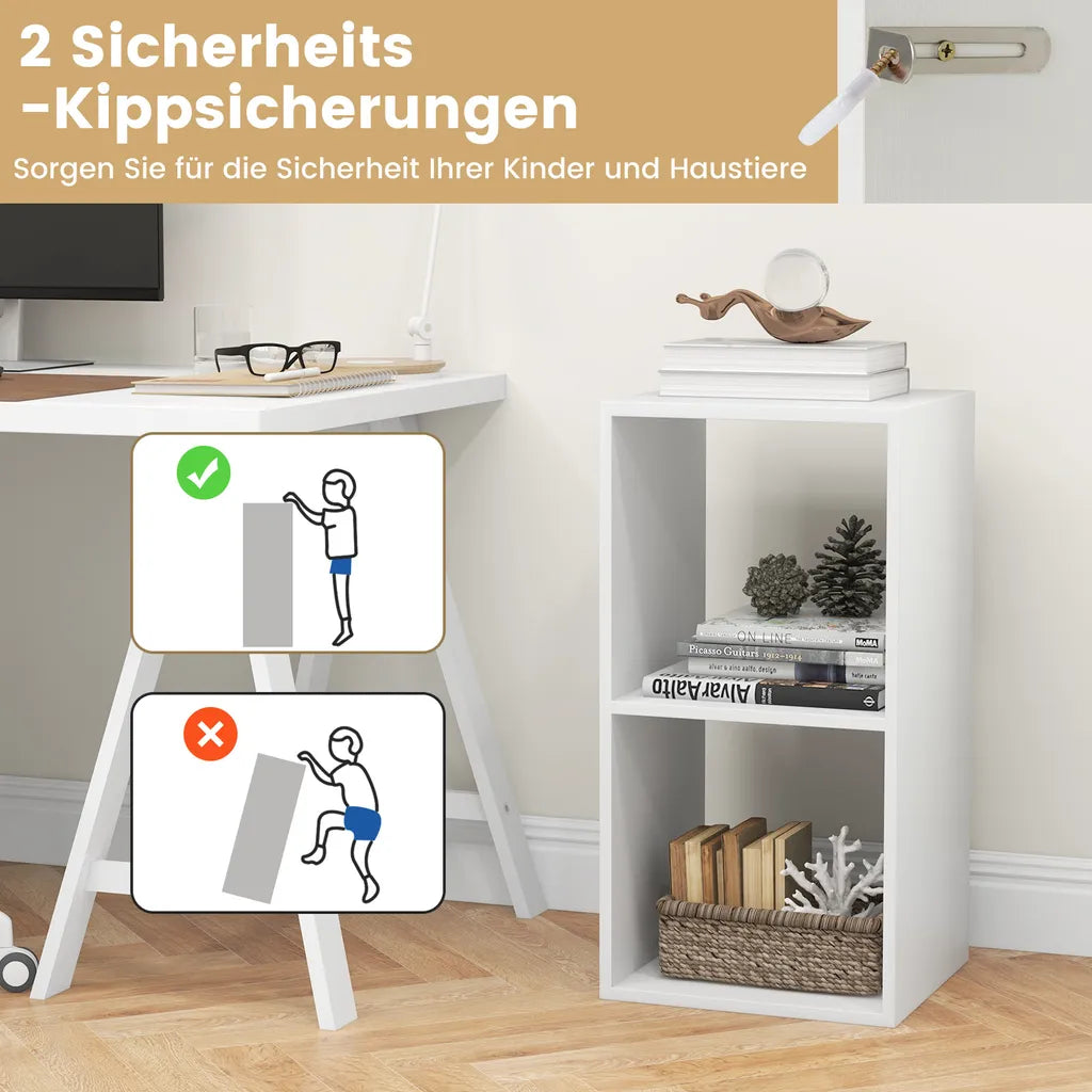 Coast Boekenkast Wit – 2-Vaks Kubus Kast – 35 x 33 x 69,5 cm