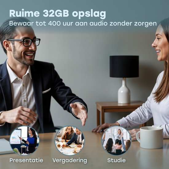 Audyn Voice Recorder Digitaal - 400 Uur Audio Opname - Afluisterapparatuur op Afstand - Dictafoon - 360° HD Opnames - Zwart
