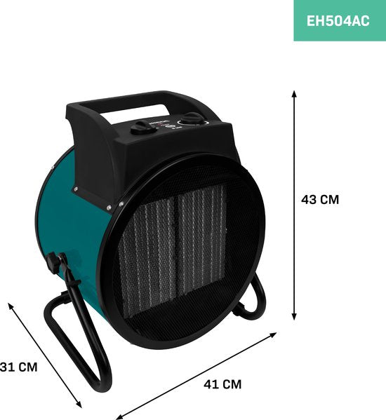 VONROC Elektrische kachel - ventilatorkachel - werkplaatskachel - krachtstroom 400V - 6000W/9000W - keramisch - thermostaat - voor ruimtes tot 80m2