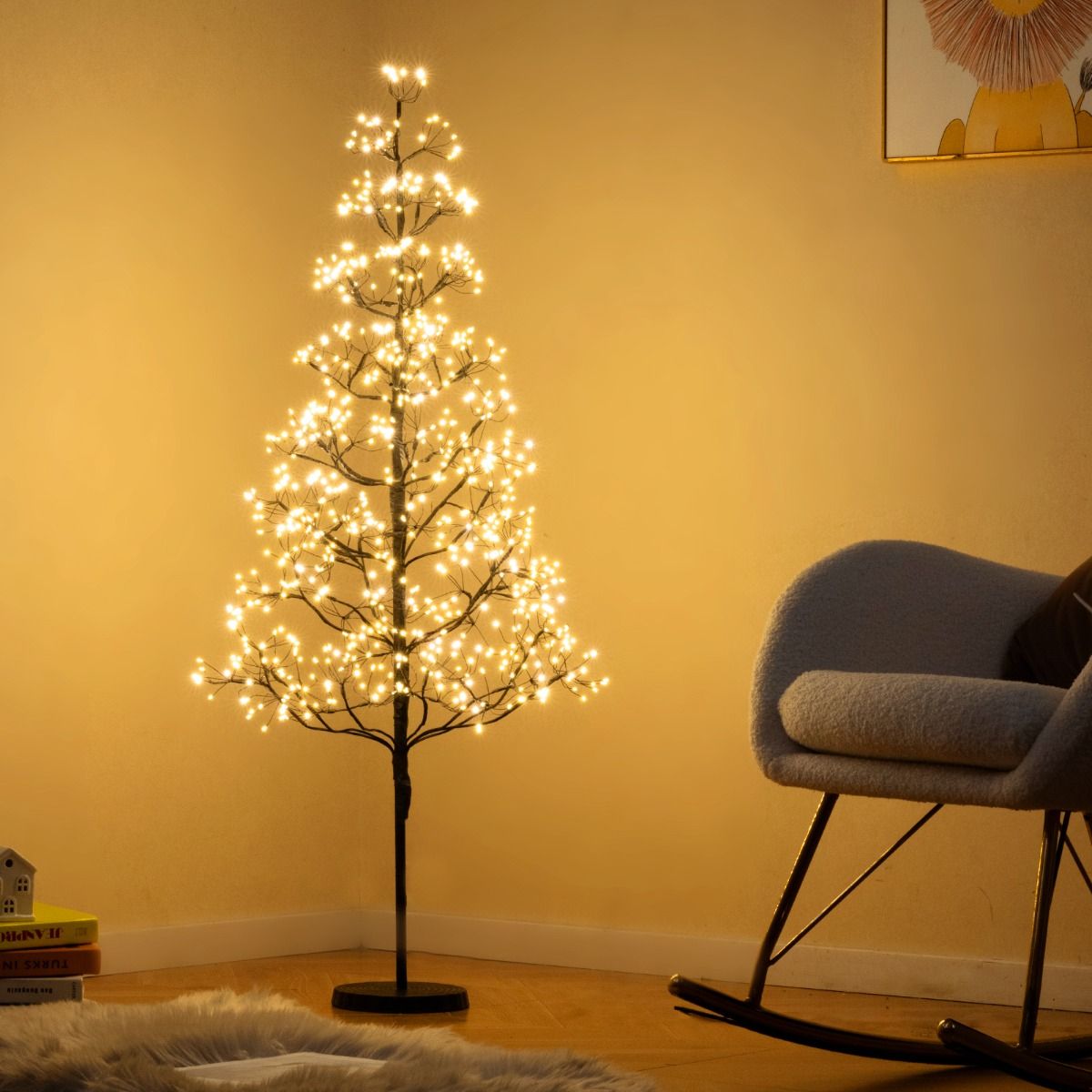Coast Lichtboom Kunstboom met Verlichting – 120 cm – 800 Warm Witte LED-lampjes – Zwart