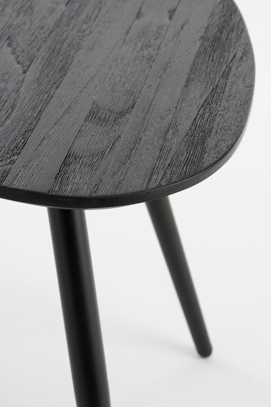 Mica Decorations Jailey Bijzettafel - Set van 2 - L84 x B39 x H39 cm - Gerecycled Hout - Zwart