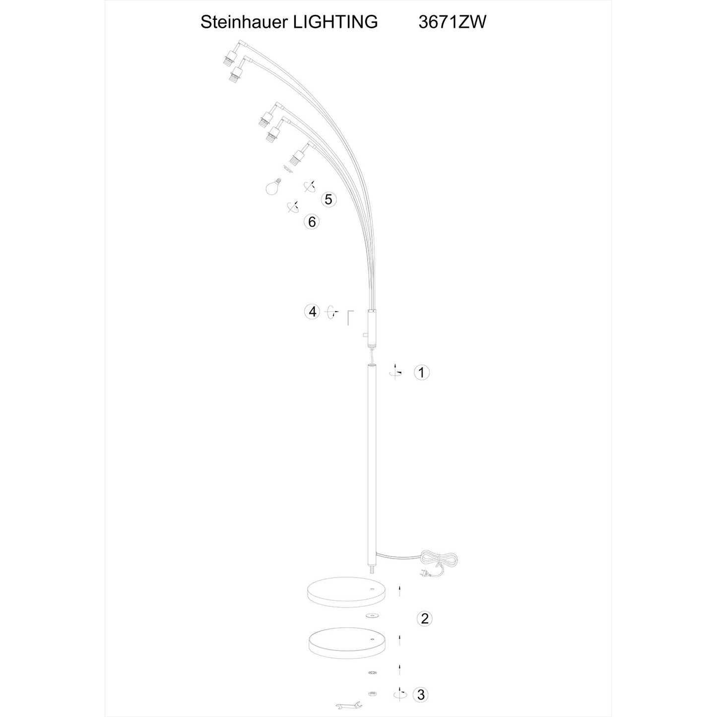 Steinhauer Vloerlamp Bambus 5-Lichts Bamboe Naturel