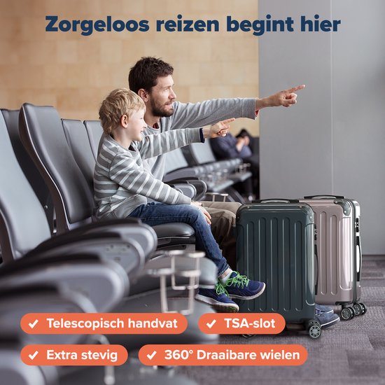 TRVLMORE Handbagage Koffer - 45L - TSA Cijferslot - 54x36x22cm - Roségoud