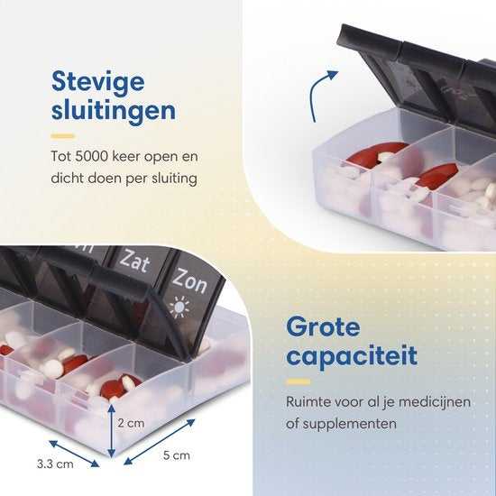 SafeLife XL medicijndoosje 7 dagen met ochtend / avond vakken - Nederlands - pillendoos - grote vakken - pillendoos 7 dagen