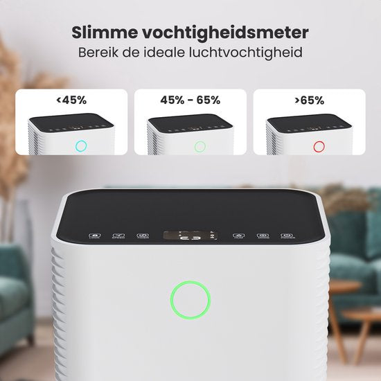 Auronic Luchtontvochtiger - Compact Series - 10L per dag - 2L Waterreservoir - Was-droog functie - Slaapkamer, Badkamer en Woonkamer - Vochtopnemer voor in Huis - Dehumidifier - Wit