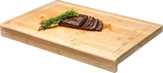 Houten Snijplank Coninx voor Werkblad, Aanrecht of Tafel | Snijplank met Steunrand en Sapgroef | 45x30CM | 2,5CM Dik | Bamboe