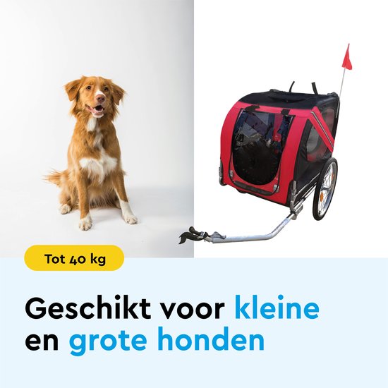 BRASQ Hondenfietskar – Rood/Zwart – Tot 40kg – Opvouwbaar met Reflectoren